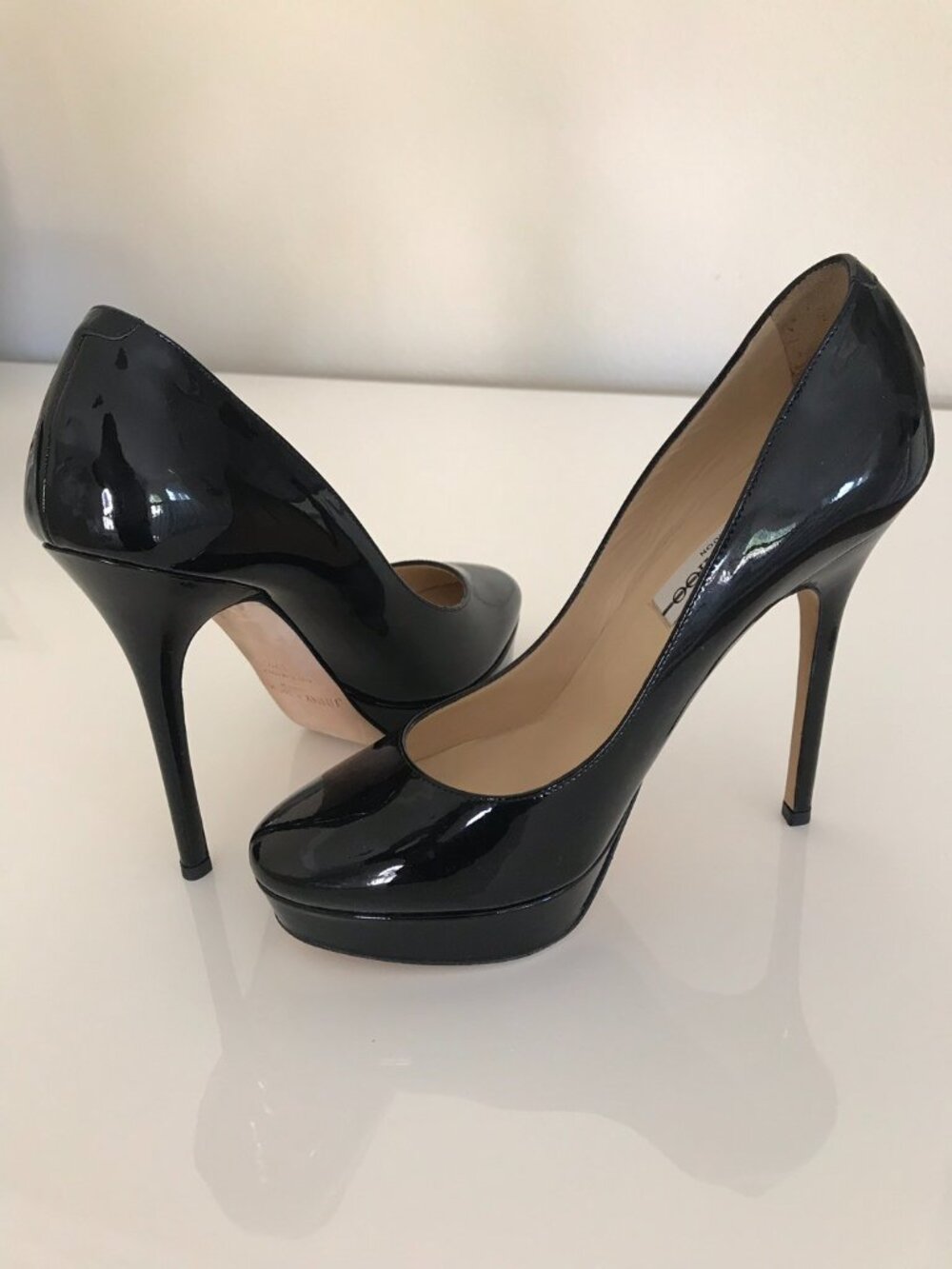 JIMMY CHOO Cosmic Black Patent Pump Heels - Picture 2 of 8